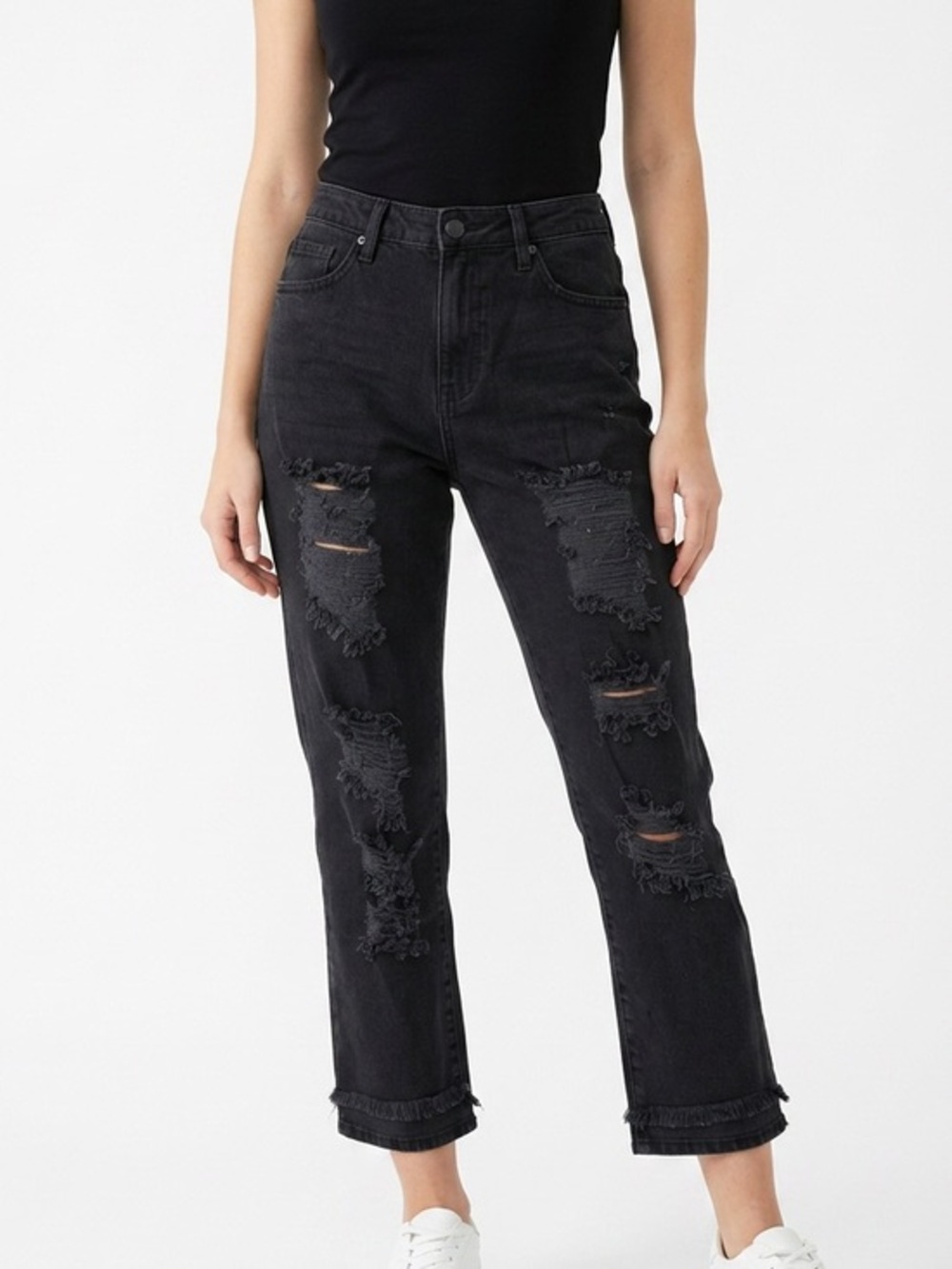 Mossimo Supply Co. High-Rise Distressed Black Jeans